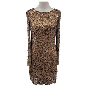 aidan mattox long sleeve sequin dress AIDAN MATTOX Long Sleeve Gold & Silver Sequin